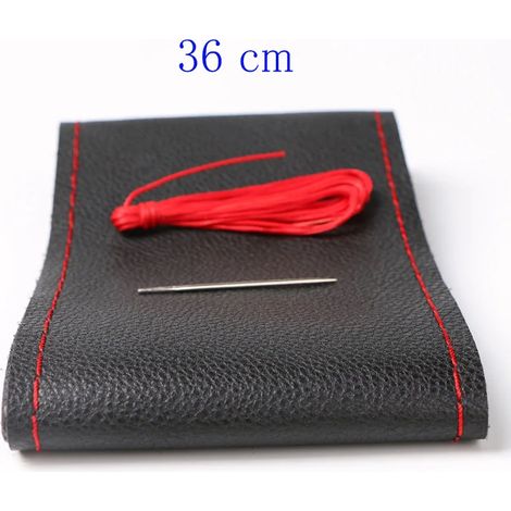 (Filet rouge 36 cm -) Housse de volant de voiture Diamètre 36 cm 38 cm 40 cm / Fourniture complète Ne se décolore pas Tresse de guidon en cuir pour volant (1/5)