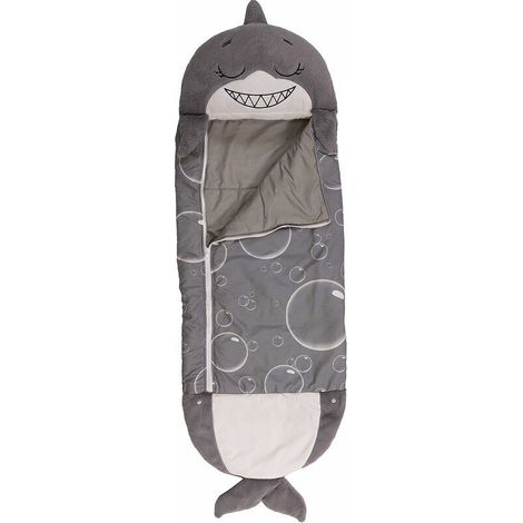 Cuscino per sacco a pelo pieghevole, 2 in 1, sacco a pelo anti-calcio per bambini, Shark (1/4)