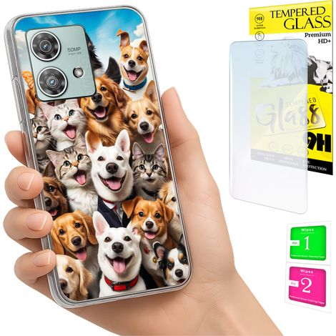 Funda para Motorola Edge 40 Neo con foto y cubierta trasera con diseño de perros + cristal 9H (1/5)