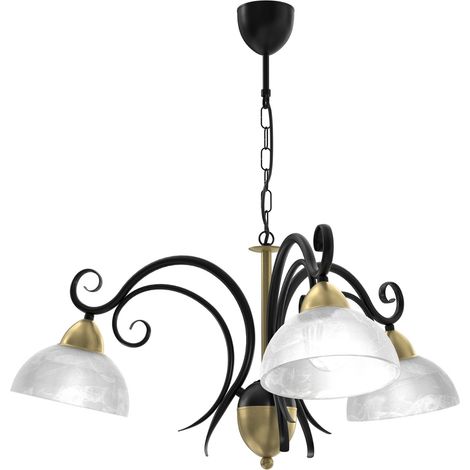 Suspension Aurora noire laiton 3 globes verre E27 Luminex