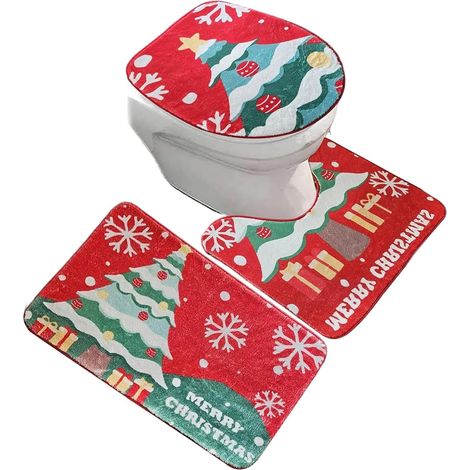 Ensemble de tapis salle bain Noël - Décoration , housse siège toilette , sol antidérapants pour la m (1/5)