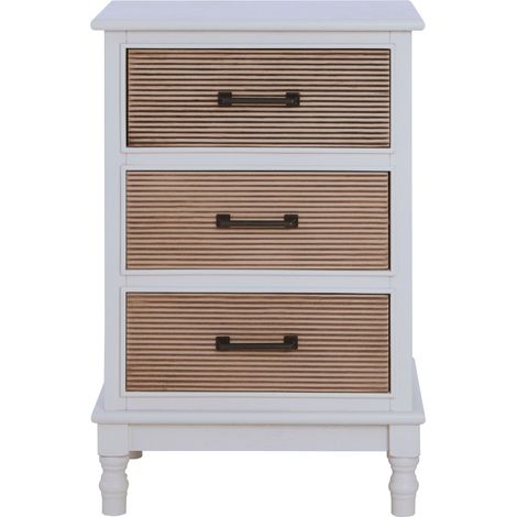 Interiors by Premier 3 Drawer White Chest Dresser, Renewable Pine Wood End Table, Shaker-Inspired Design with Contrasting Drawers (1/5)