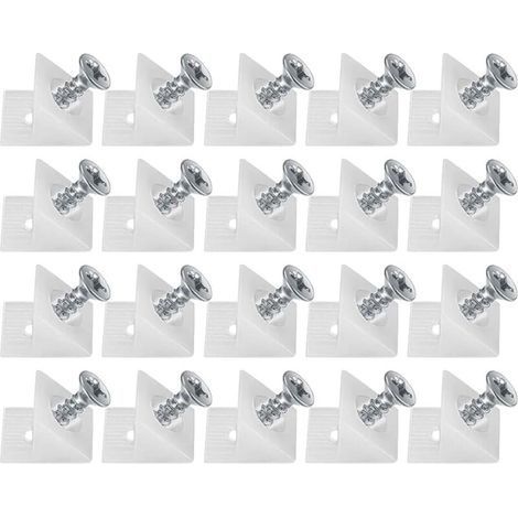 20 Pièces Cales en Plastique pour Meuble Tiroir, Équerre De Fixation, Connecteur Arrière Stabilisateurs, Fond de Tiroir Connecteur avec Vis, pour Réparer Affaissement Étagère Meuble (1/5)