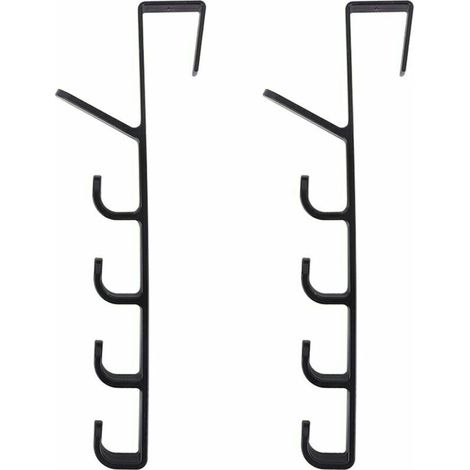 Accessoires de cuisine pour la maison Crochet de porte Porte-cintre arrière en plastique polyvalent portable - Noir (1/5)