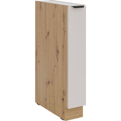 Küchen Unterschrank Schrankauszug 15 cm Küche SOLANO Kaschmir beige matt + Eiche Artisan matt Küchenzeile Küchenblock Einbauküche (1/4)