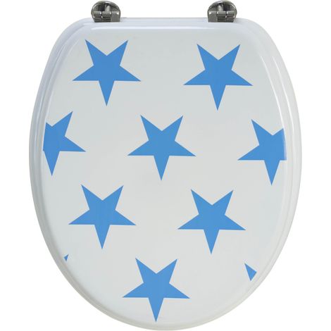 Abattant de toilette en bois compressé MDF Etoiles Bleues Siege WC standard (1/2)
