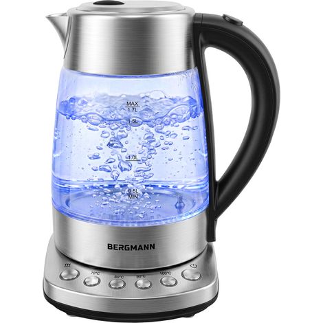 Bergmann FR005 1,7 l 2200 W Wasserkocher aus Glas, Bedienfeld im Edelstahlfuß N (1/5)