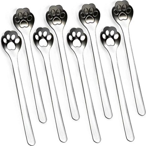 Set aus 8 Teelöffeln in Katzenkrallenform aus Edelstahl 18/10, für Zucker, Kaffee, Kuchen, Desserts, Eiscreme, 5,9 cm. (1/5)