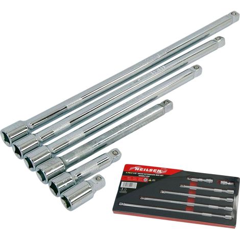 Neilsen Socket Wobble Extension Bar Set 38 75 150 200 250 300mm Long 6pc 3/8" (1/2)