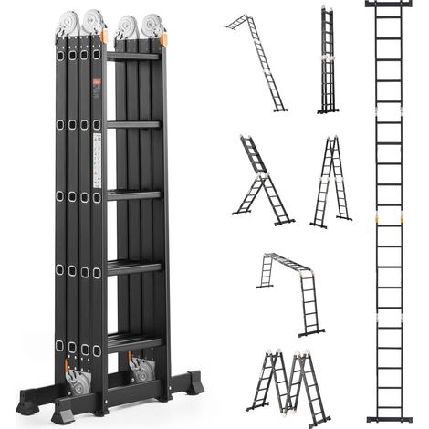 Échelle pliante multifonction 7-en-1, hauteur 5,8 m, portée 5,8 m, capacité 150 kg, usage intérieur/extérieur (1/5)