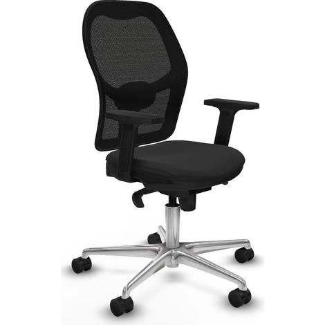 Jorquera sincro malla negra similpiel negro brazos 2D base aluminio ruedas 65mm nailon (1/5)