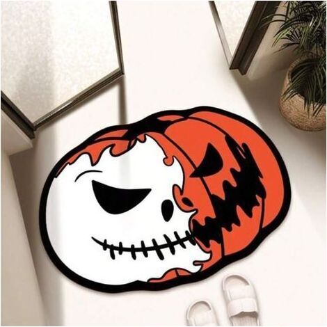 Tapis de bain sur le thème d'Halloween, motif citrouille, absorbant et antidérapant, idéal pour la salle de bain — 40 x 60 cm — Style 2 (1/3)