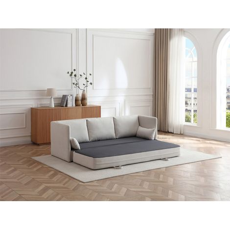 Canapé 3 places convertible en tissu beige GRECCO (1/4)