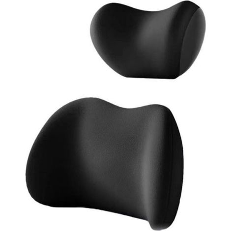 Coussin Nuque - Coussin Soutien Lombaire - Pour Voiture - Gris - Ensemble de 2 Pièces (1/3)