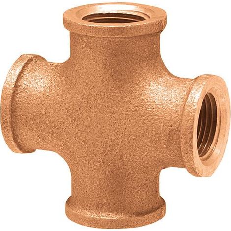 Raccord filete en laiton rouge Piece en croix Type 3180, 3/8" (fem/fem) (1/2)