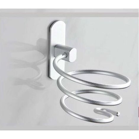 Support de sèche-cheveux sans perçage, support mural pour sèche-cheveux en spirale en aluminium spatial, , argent (1/5)