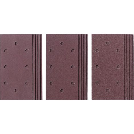 Lot de 15 feuilles de papier abrasif pour ponceuse orbitale 15 feuilles de papier abrasif 187 x 93 mm Grain 5 x 60/5 x 120/5 x 180 (1/4)