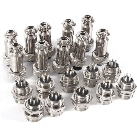 Lot de 10 connecteurs métalliques GX12 5 broches 12 mm pour aviation (mâle/femelle).
