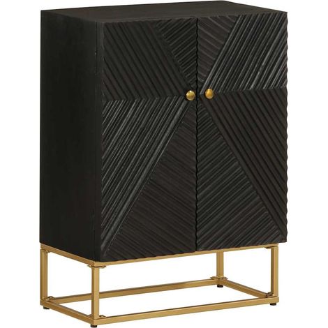 Maison Exclusive - Credenza Nera 55x30x76 cm in Legno Massello di Mango e Ferro (1/5)