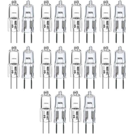 Ampoule Halogène G4 - 12 V 20 W - Blanc Chaud 3000 K - 350 Lm - Gradable - Pour Lustres Cristal Comptoirs Armoires - Lot De 20 (1/5)