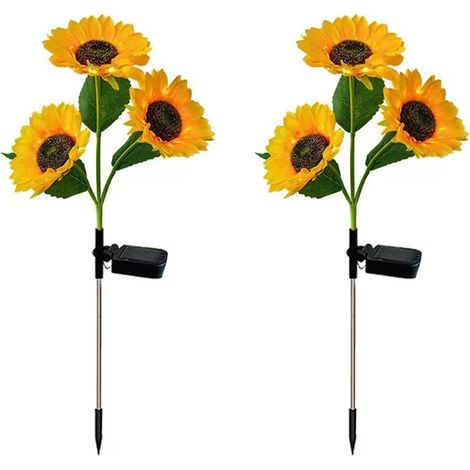Lot de 2 Lumières Solaires Décoratives Tournesol - Fleurs LED sur Piquet pour Jardin - Étanches (1/5)