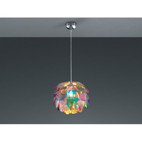 Verspielte LED Pendelleuchte mit bunten Kunststoffblättern, Ø 40cm (1/5)