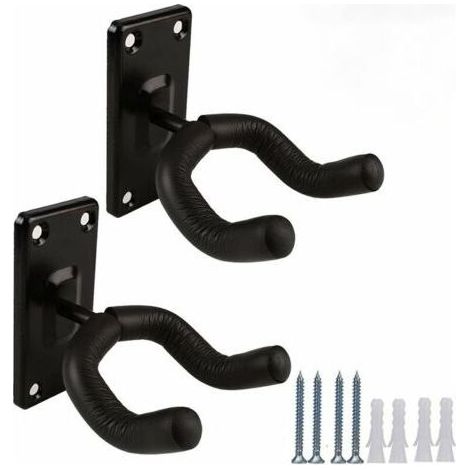 Support mural de guitare Support de crochet de suspension Support de 2 crochets de suspension de guitare pour guitares acoustiques électriques et basses (2Pack-Black) (1/5)