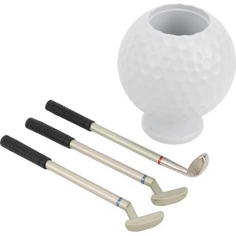 Porte-stylo décoratif en forme de balle de golf, blanc, pour bureau, maison ou salle d'étude. (1/5)