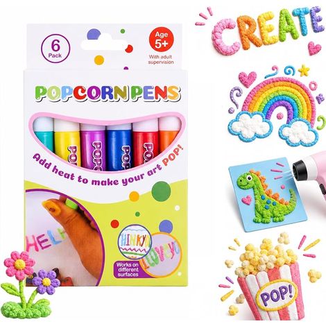 Stylo à popcorn générique 3D magique pour enfants, kit de bricolage pour cartes de vœux, scrapbooking et projets artistiques (1 paquet) (1/5)