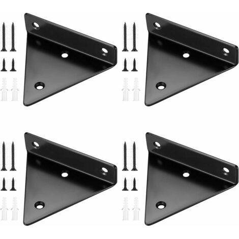 4 Pièces Supports d'étagère Flottants, Supports à Tablettes Muraux Triangulaires Invisibles, Equerre Etagere Murale Métal pour étagère (1/5)