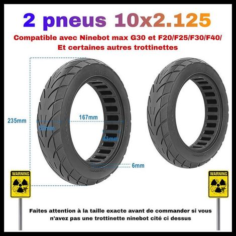 Pneus Plein 10x2.50 trottinette électrique Zero 10 Zero10X ,Certaines Dualtron,Kaabo,Kugoo Pneu increvable [2 Pneus] (1/3)