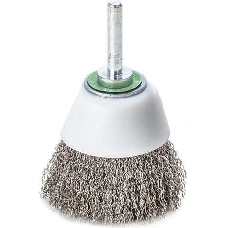 LessMann 434365 - Cepillo taza con espiga LessMann 40 mm. alambre de acero inoxidable ondulado ROF 0,30. Cuerpo plástico