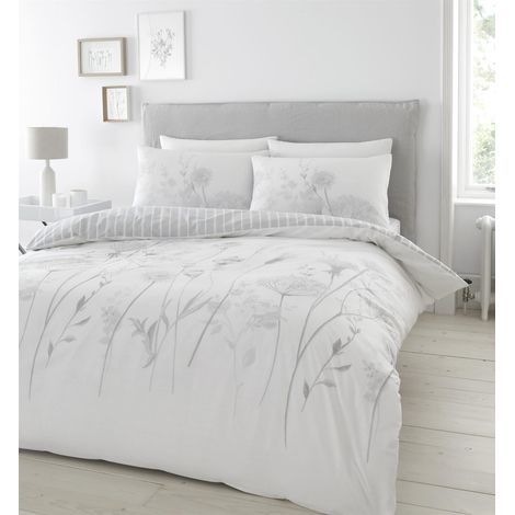 Catherine Lansfield Meadowsweet Floral White Duvet Cover Set Single Bedding Set (1/5)