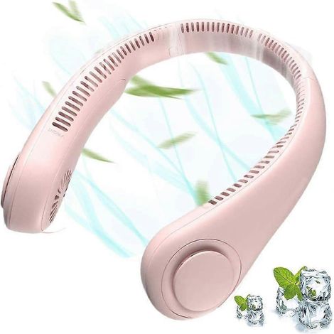 Ventilateur sans pales à suspendre, mains libres, portable, ventilation à 360°, silencieux, 3 vitesses, pliable, idéal pour le bureau, le sport et les activités de plein air. (1/4)