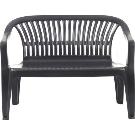 Panchina da Esterno Asmi, 2 Posti, Impilabile Made in Italy, Braccioli, 114x55x82h cm Nero Antracite