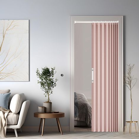 Rideau de porte magnétique avec occultation, séparateur de pièce pliable pour salle de bain/chambre/salon, design accordéon (rose) (1/5)