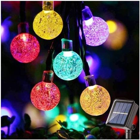 Guirlande Lumineuse Extérieur Solaire, 7M 50 LED Cristal Boules Guirlande Solaire Intérieur 8 Modes Imperméable Décoration Lumière pour Maison Jardin Terrasse Cour Balcon Fête, Coloré (1/5)