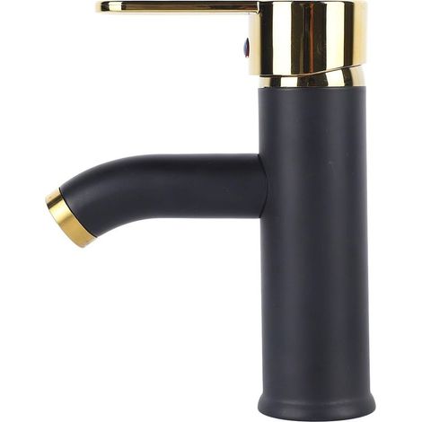 Grifo de lavabo de encimera, lavabo alto para baño, grifo mezclador de agua fría y caliente, negro mate.