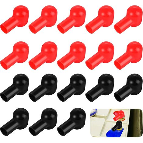 20 Couvre-bornes de Batterie, Plastique PVC, Rouge et Noir, Résistant à la Chaleur, pour Voiture et Équipement