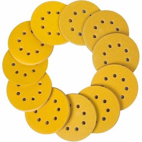 Disques de Ponçage Papier Abrasifs 125mm, 100 Disques Abrasifs de Ponçage Ponceuse tampons ponçage ronds 8 trous Grain 80 pour Poncer Polir Dérouiller (1/5)