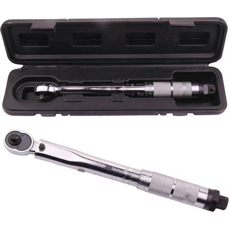 Torque Wrenches 1/4 inch Square Drive Torque Wrench 5-25Nm Adjustable Wrenches Ratchet Wrench with Double Scale Drive Torque Micrometer Chrome Vanadium Steel 78639 BTW, Silver, 27.5x3.2x3cm (1/5)