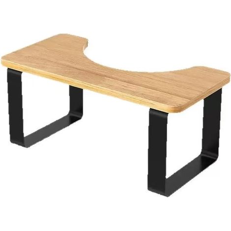 Hofuton Tabouret de Salle de Bain, en Métal et Bois, Défécation Optimale, H x L x P : 18 x 38,5 x 21 cm, Nature (1/5)