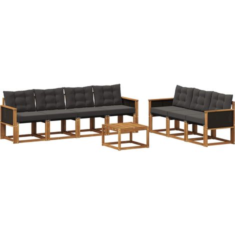 Set di divani da esterno 8 pz Naturale e Nero vidaXL (1/5)
