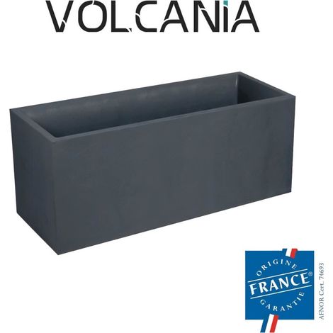 EDA – Jardinière décor pierre 98L – Double paroi pour isolation thermique – 99,5 x 39 x H. 43 cm – Gris anthracite – Pour intérieur et extérieur