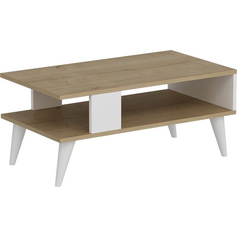 Tavolino con vano portaoggetti 40 x 90 x 45 cm effetto rovere / bianco 030008463