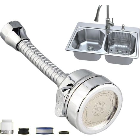 Aérateur d'évier de cuisine,Aérateur de robinet de cuisine Tête de pulvérisateur pour robinet pivotant à 360 degrés 3 modes, buse de robinet anti-pulvérisation pour évier de cuisine (1/5)