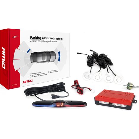 Kit de sensores de estacionamiento, sensores de marcha atrás MAX LED, 4 sensores blancos amio-02289