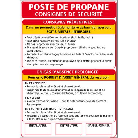 Panneau POSTE DE PROPANE – Adhésif – 210 x 300 mm