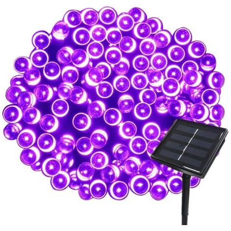 Guirlande lumineuse solaire de 22 m, 200 LED, 8 guirlandes, idéale pour les fêtes, mariages, anniversaires et jardins extérieurs (violet, 1 pièce) (1/5)