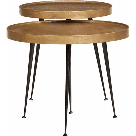 Maison Exclusive - Couchtisch 2 Stk. Golden Holzwerkstoff